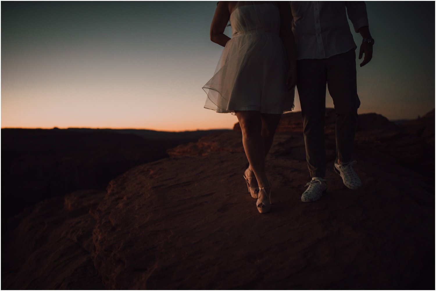 bride and groom eloping at horseshoe bend in arizona, shot by Riss + Steven