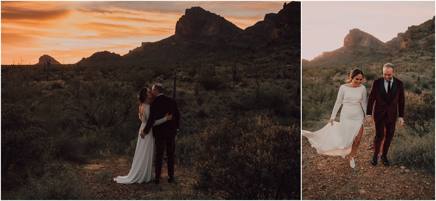 couple portraits in the arizona desert at sunset 