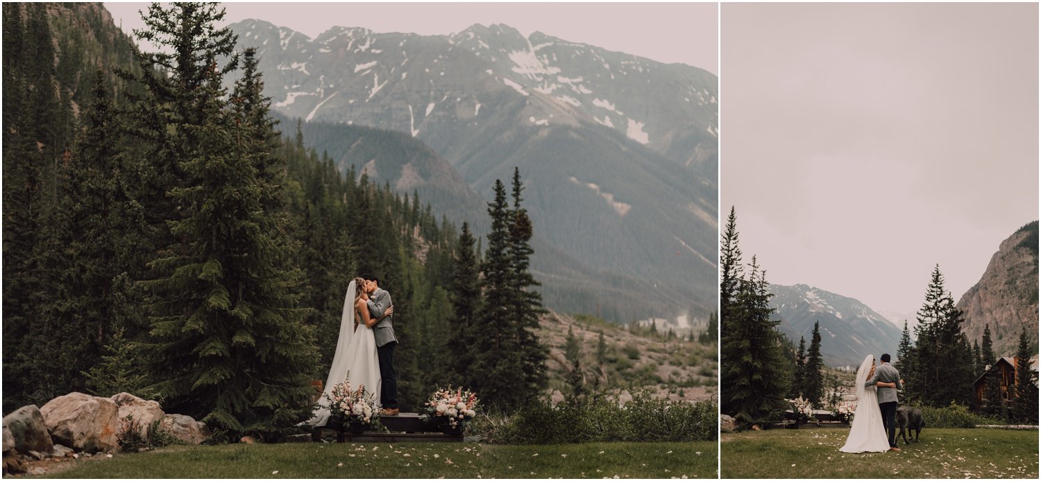 bride and groom forest wedding portraits in silverton, colorado