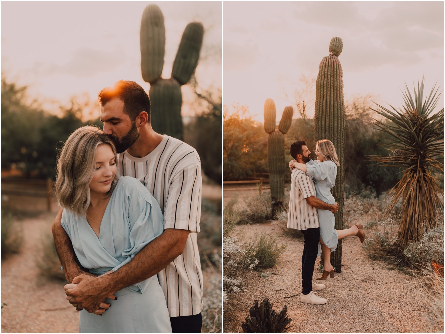 couples engagement session in the desert