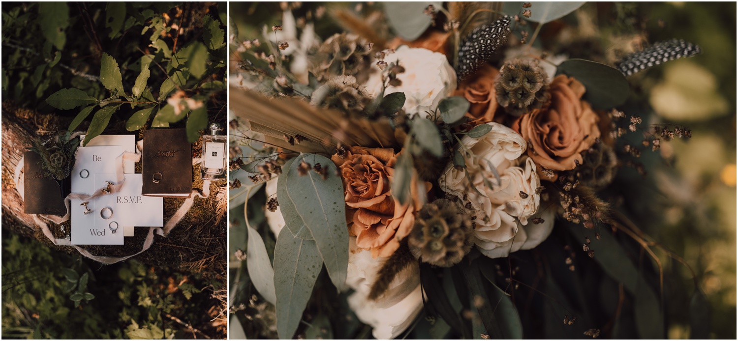 Bridal bouquet and wedding details