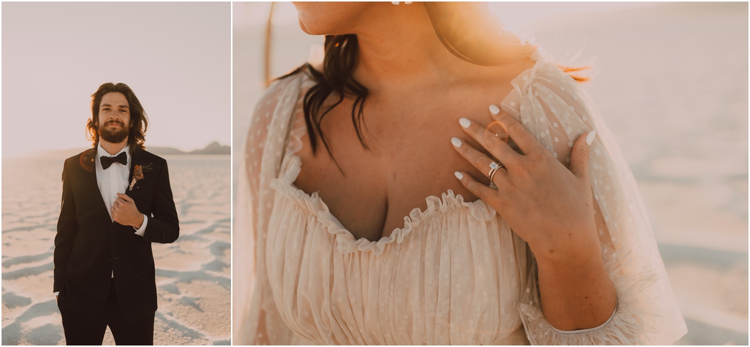 salt flats bridal session in utah, captured by riss and steven