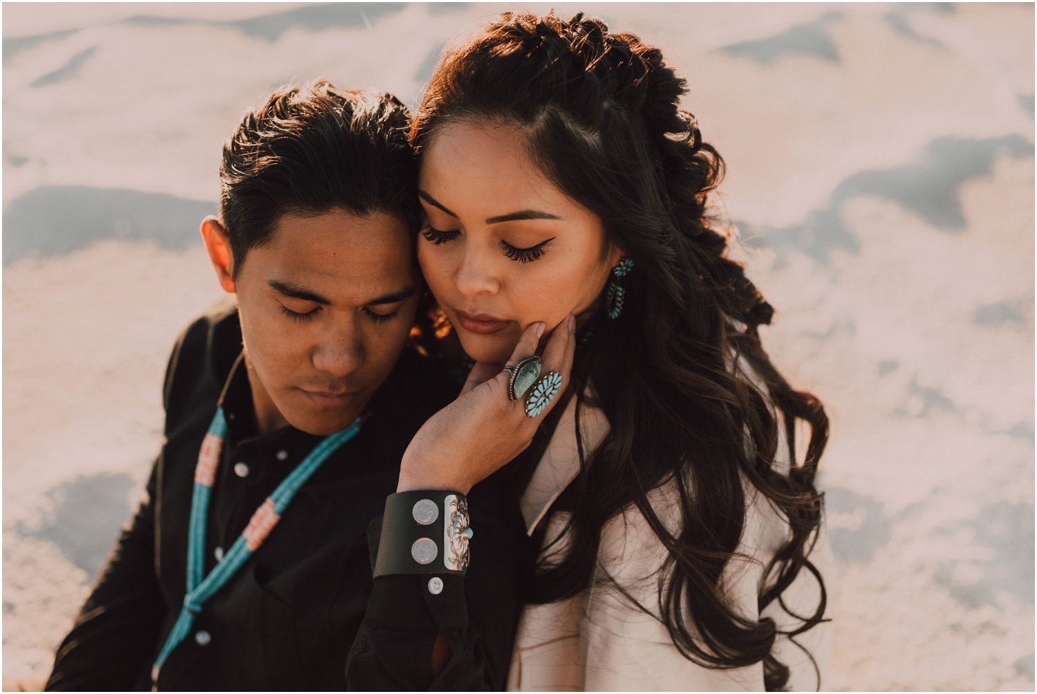 indigenous couples session at the salt flats in utah