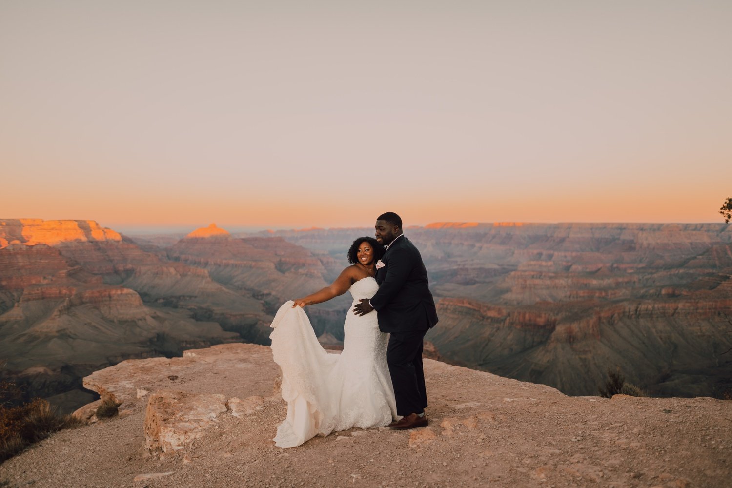 bride and groom elopement portraits in arizona