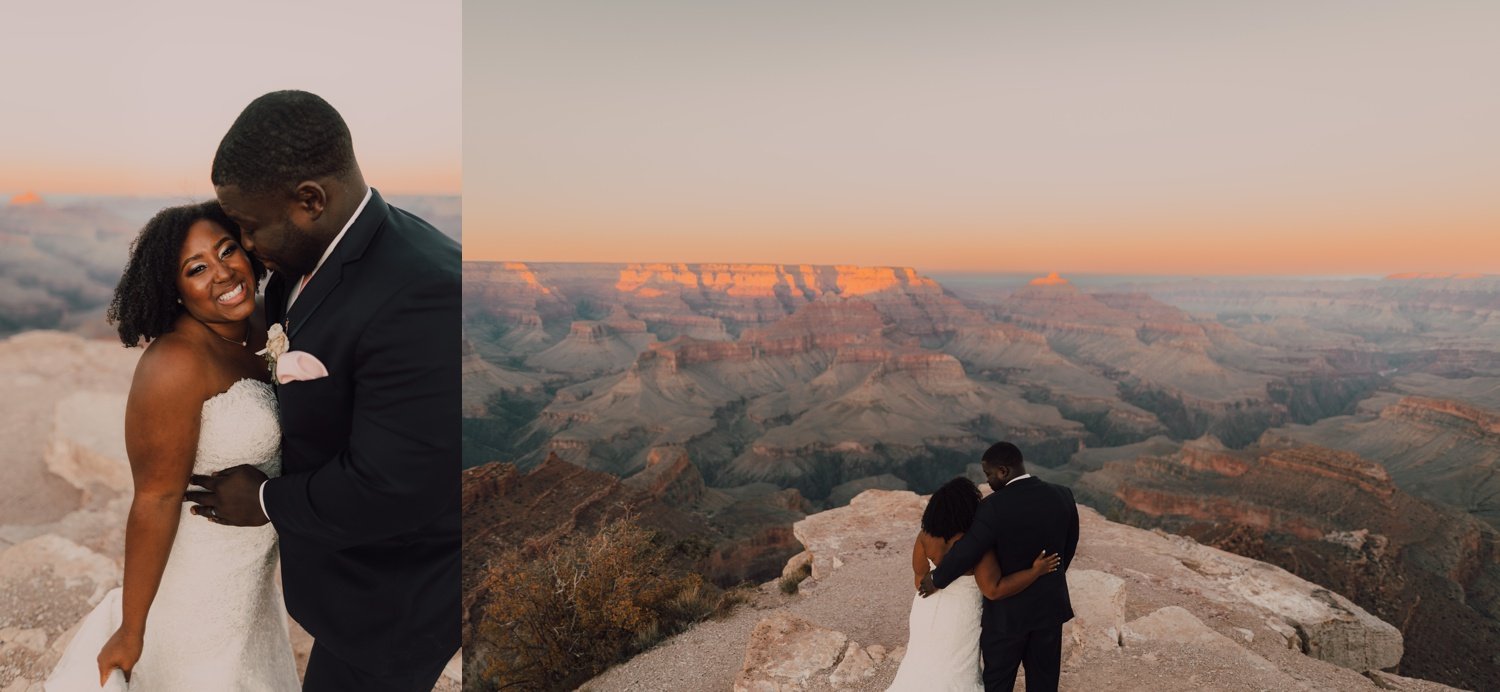 bride and groom portraits, intimate elopement at the grand canyon