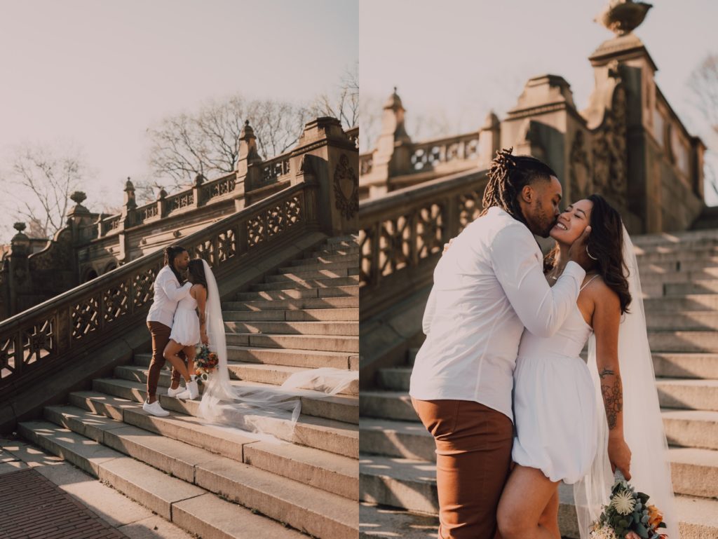 Central Park bridal session, captured by Riss and Steven Photography, New York couples photographer