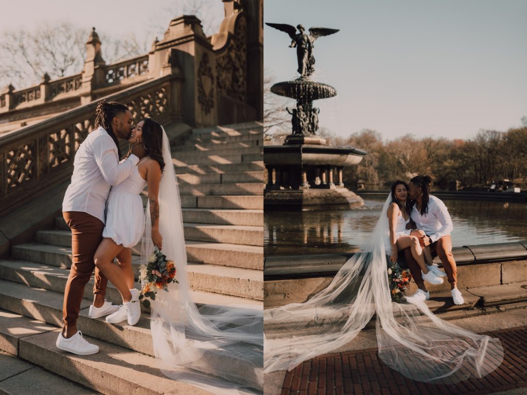 Central Park bridal session, captured by Riss and Steven Photography, New York couples photographer
