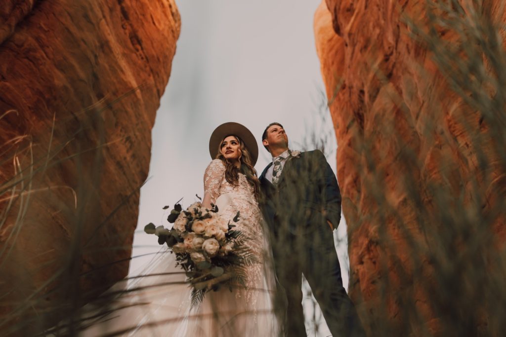Cathedral Rock elopement in Sedona, captured by Riss and Steven Photography