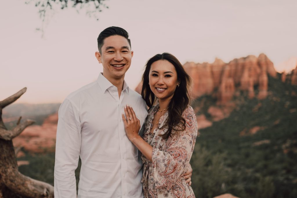 Sedona engagement session at Merry Go Round Rock, captured by Riss and Steven. Arizona couples photographer