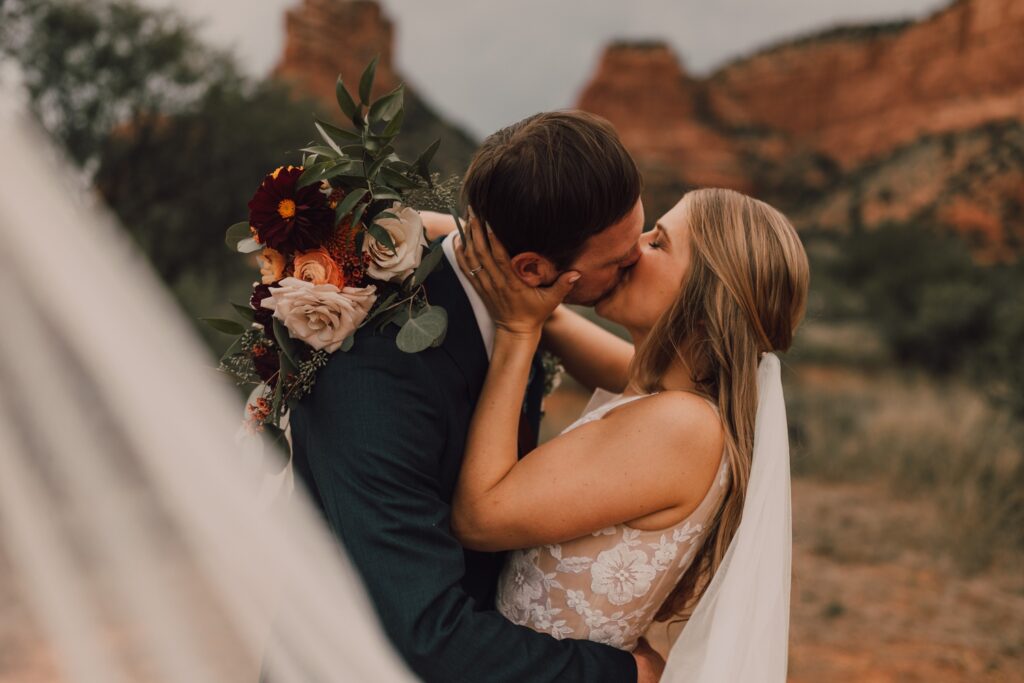 Bride and groom portraits, Sedona wedding at Red Agave Resort