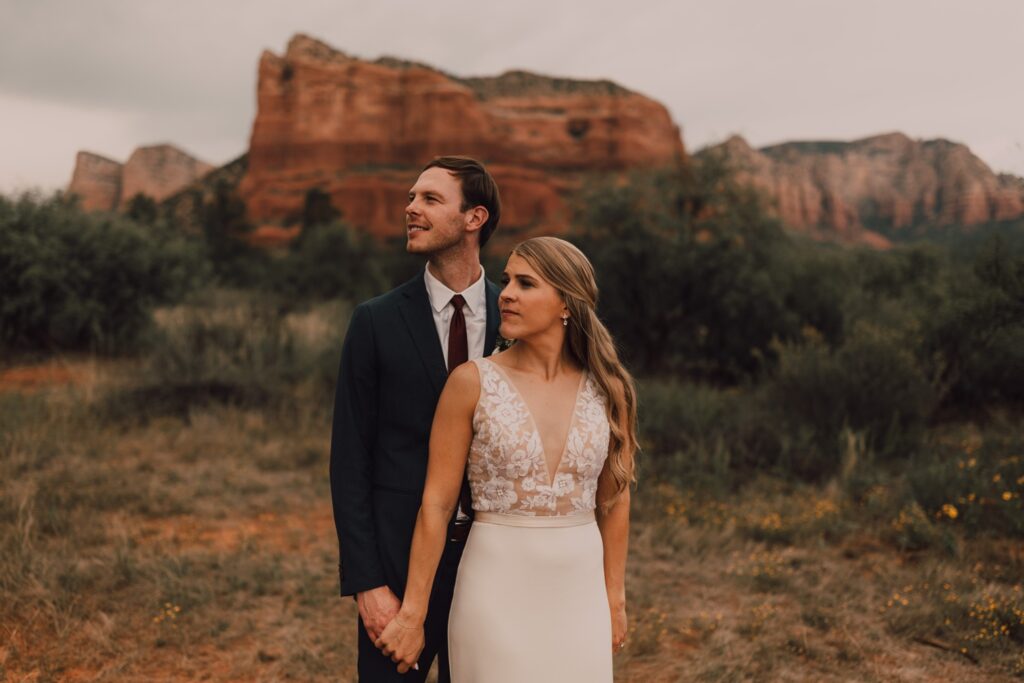 Bride and groom portraits, Sedona wedding at Red Agave Resort
