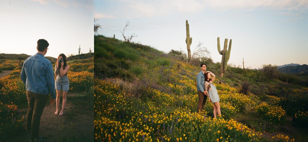 wildflower couples session in Arizona. Captured by Riss and Steven, Arizona couples photographer