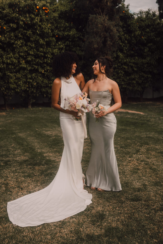 bride and bridesmaid