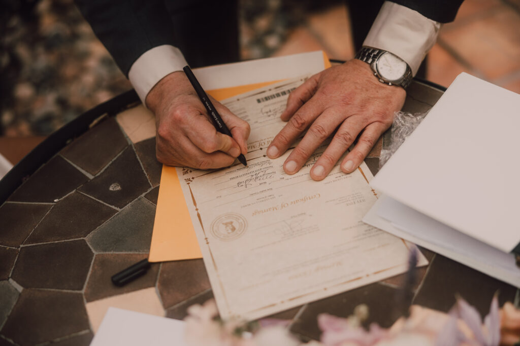 marriage license signing