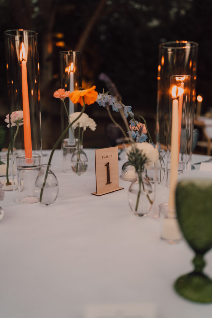 wedding candles and table number