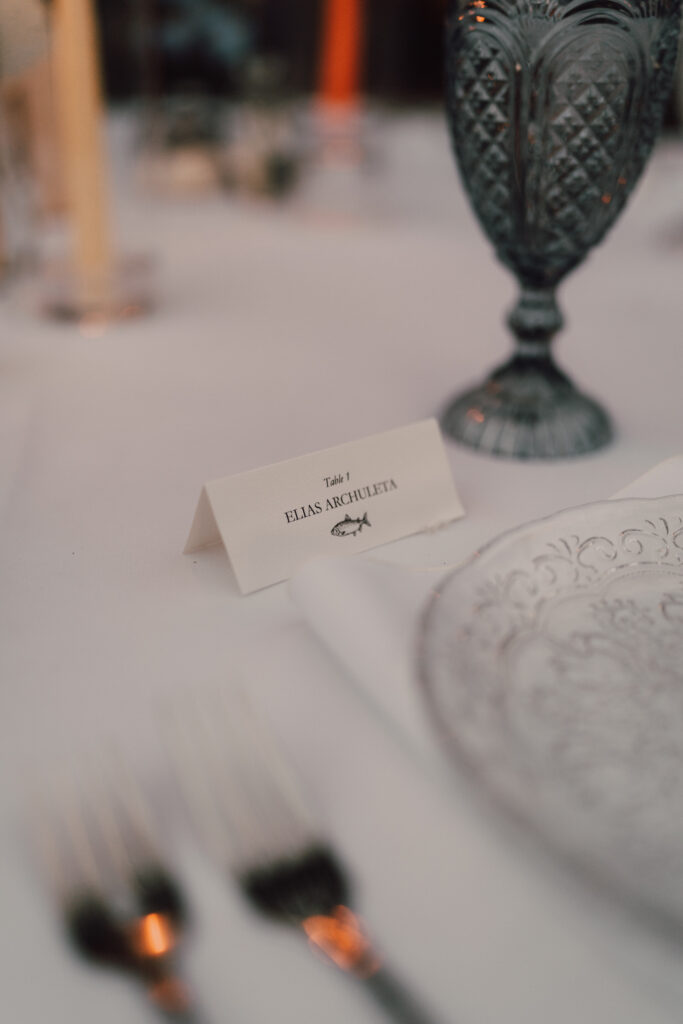 wedding name card at reception