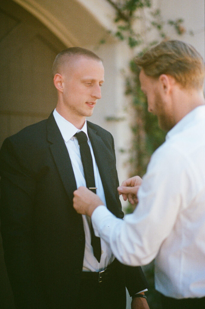 groom getting ready on wedding day