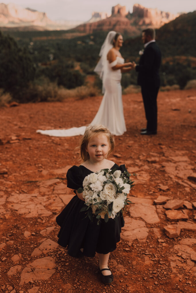 bride groom and daughter