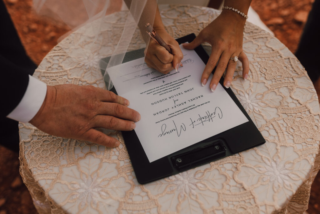 bride and groom Sedona elopement