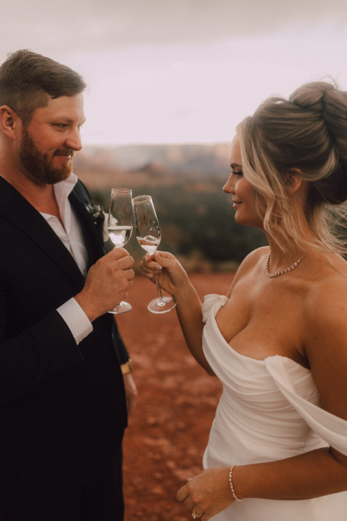 bride and groom Sedona elopement