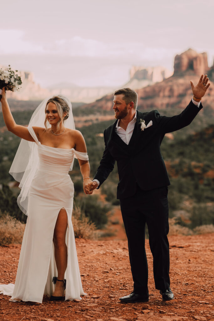 bride and groom Sedona elopement