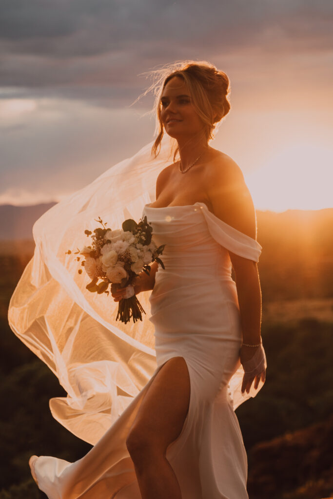 bride and groom Sedona elopement sunset