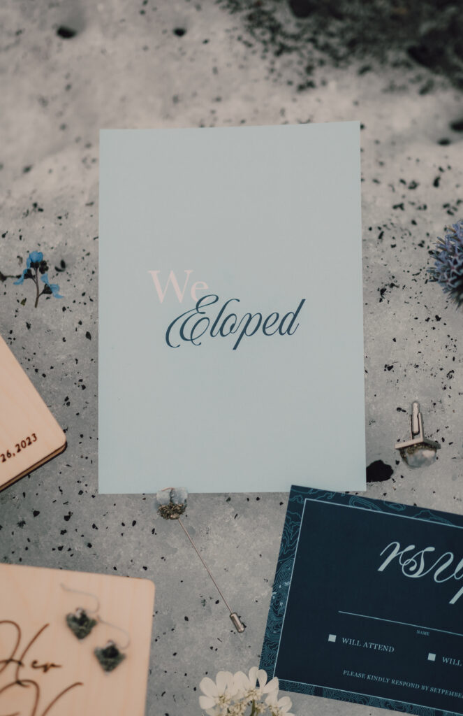 we eloped flat lay wedding in iceland