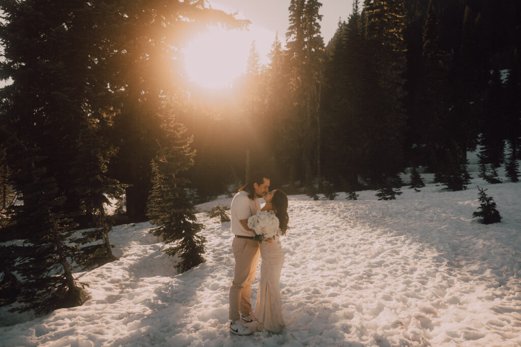 Washington Elopement Bride and Groom Olympic National Park