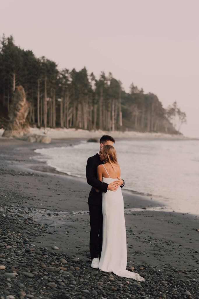 Washington Elopement Bride and Groom Olympic National Park