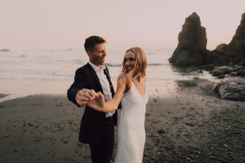 Washington Elopement Bride and Groom Olympic National Park