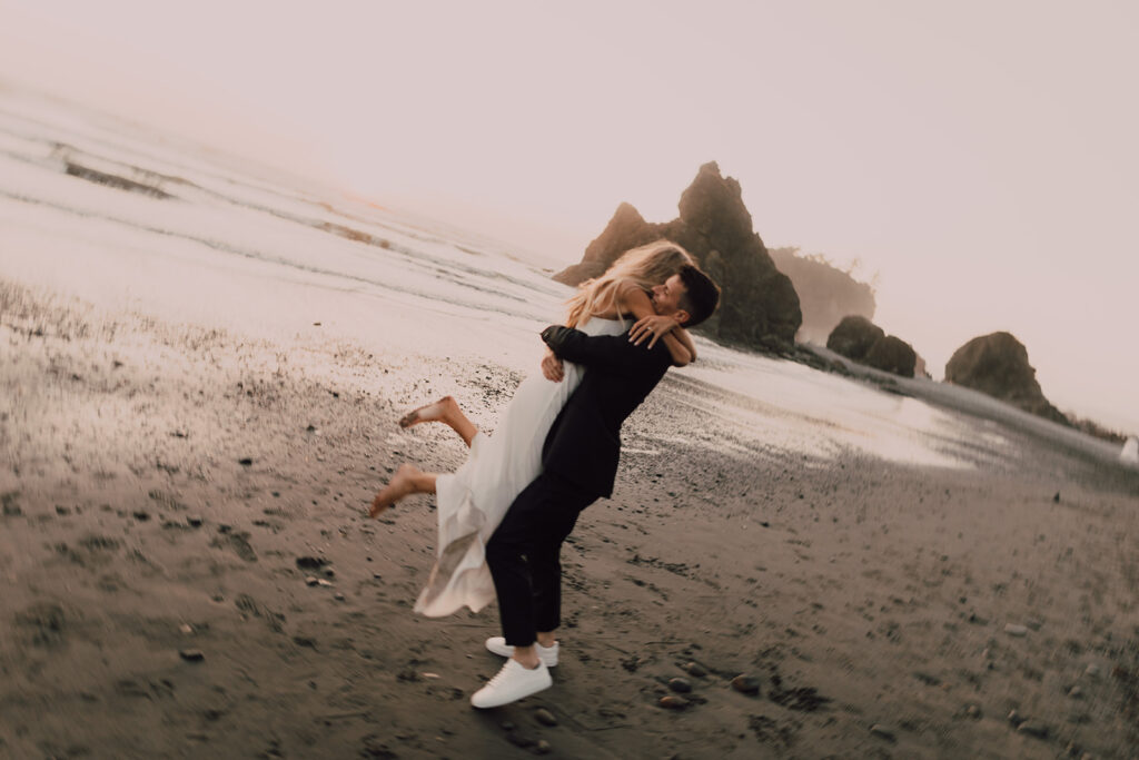 Washington Elopement Bride and Groom Olympic National Park