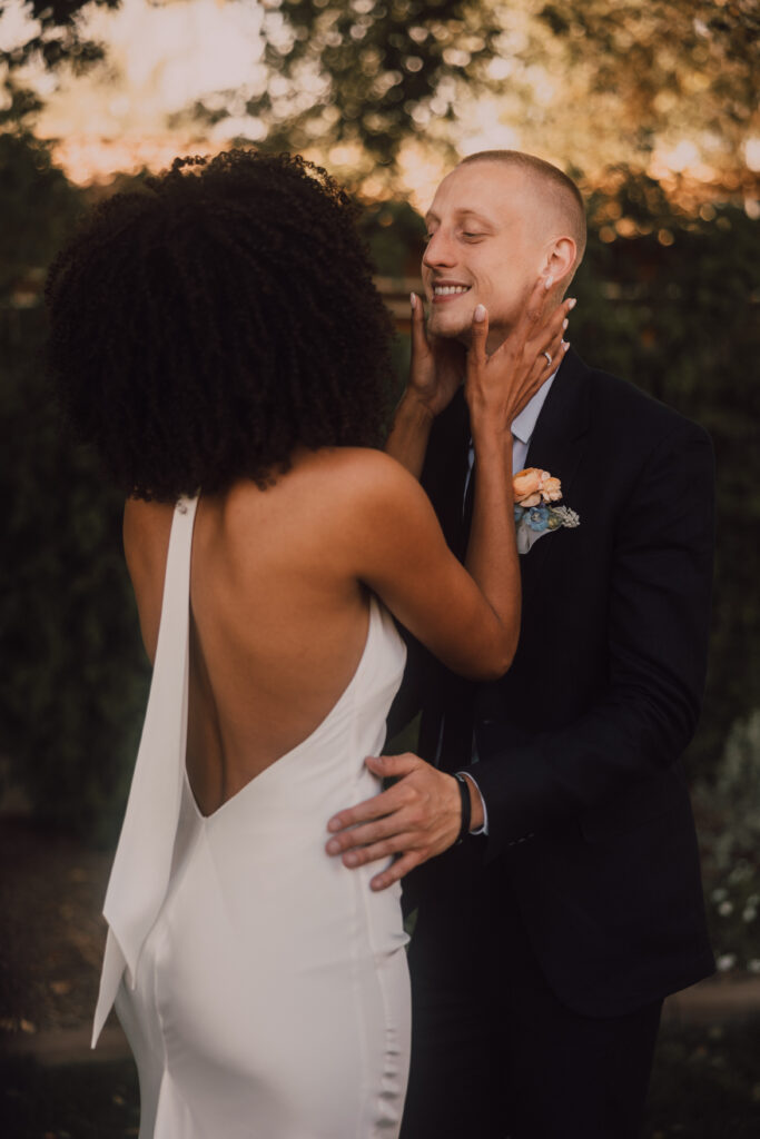 Bride and groom first look