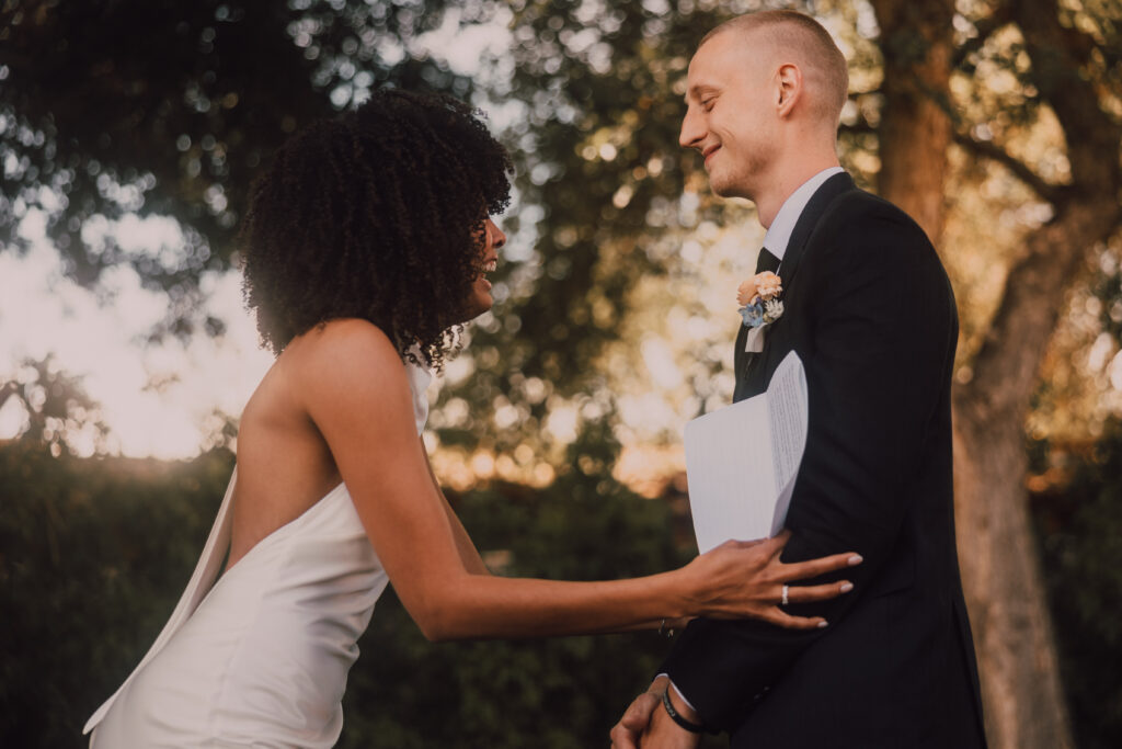 Bride and groom first look